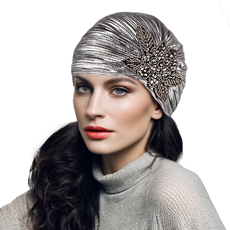 4pcs in Gift Box Vintage European and American Jewelry  Headscarf Hat Gilded Pleated Indian Hat Ethnic Costume Turban