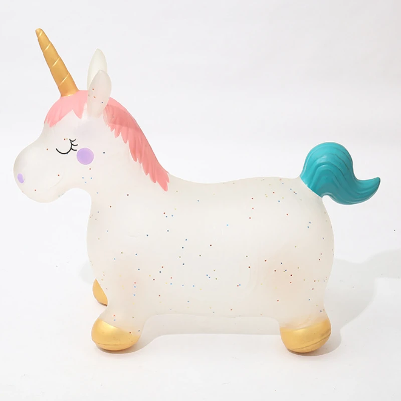 Cute Unicorn Inflatable Ride on Animal Toys Jumping Horse Bouncy Sports Games for Kids Baby Children's Day Gift