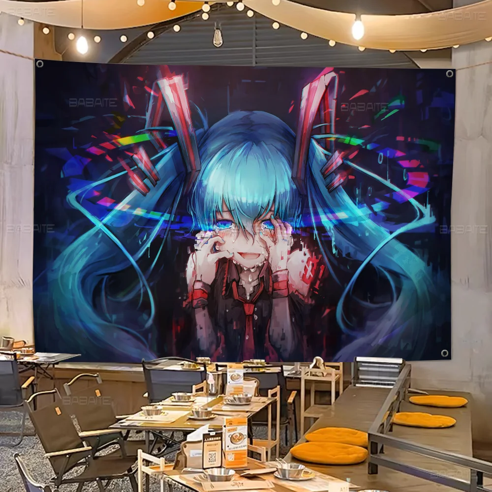 Anime Girl H-HatsuneS M-Miku Anime Chart Flag For Living Room Home Dorm Decor Art Home Decor Banner