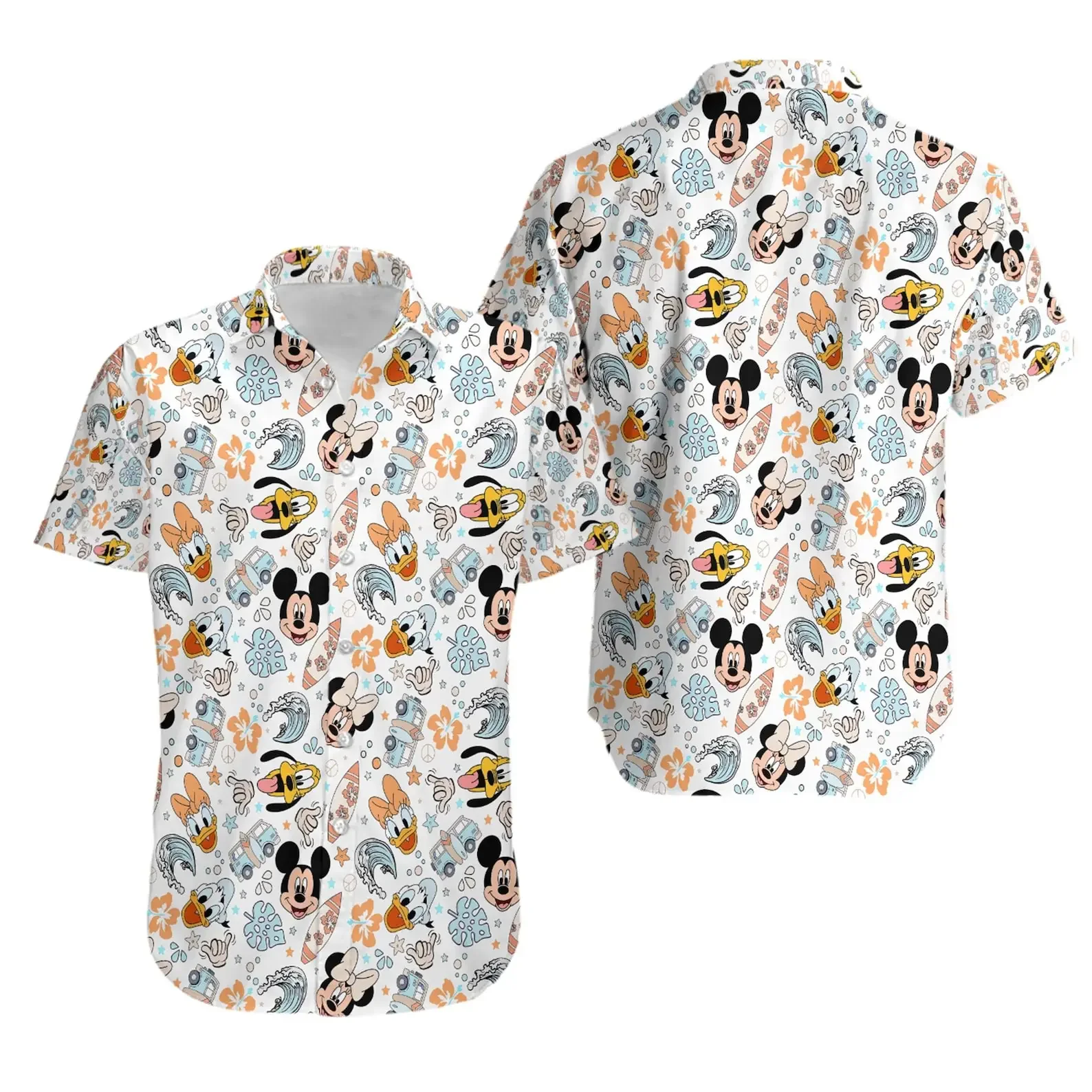 2024 New Mickey and Friends Cruise Hawaiian Shirt Men\'s Women\'s Shirt Disney Hawaiian Shirt Mickey Minnie Beach Hawaiian Shirt