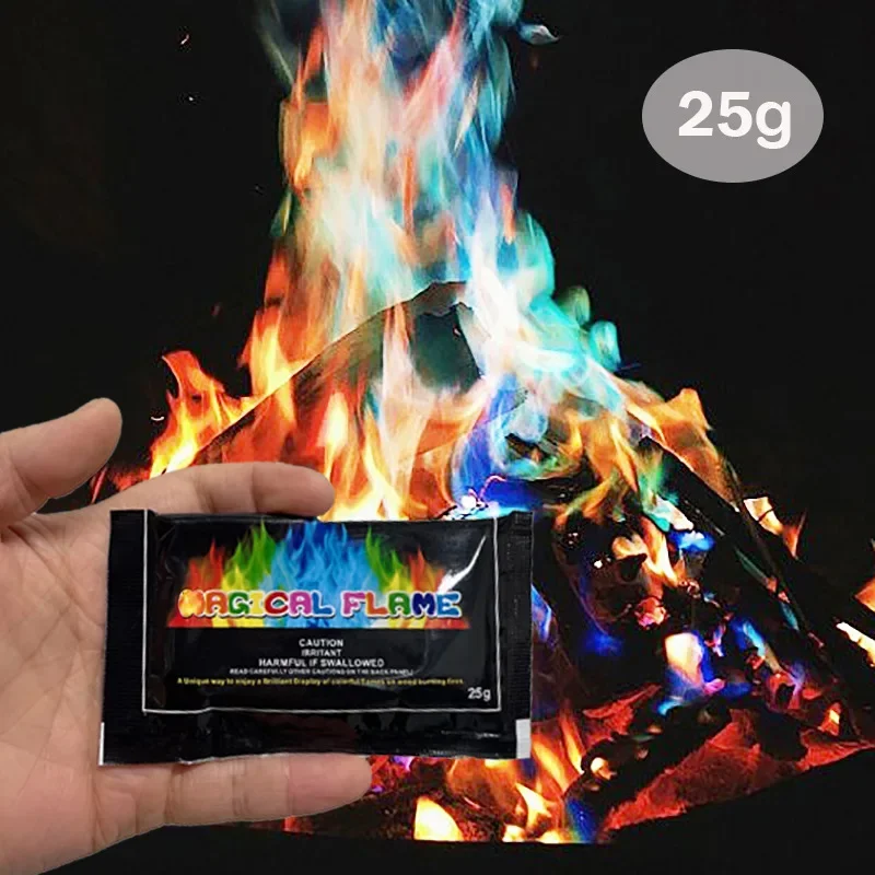 Polvo de llama de Color de fuego mágico para pícnic al aire libre, agente cambiante de Color de llama mágica, suministros para fiestas en la playa
