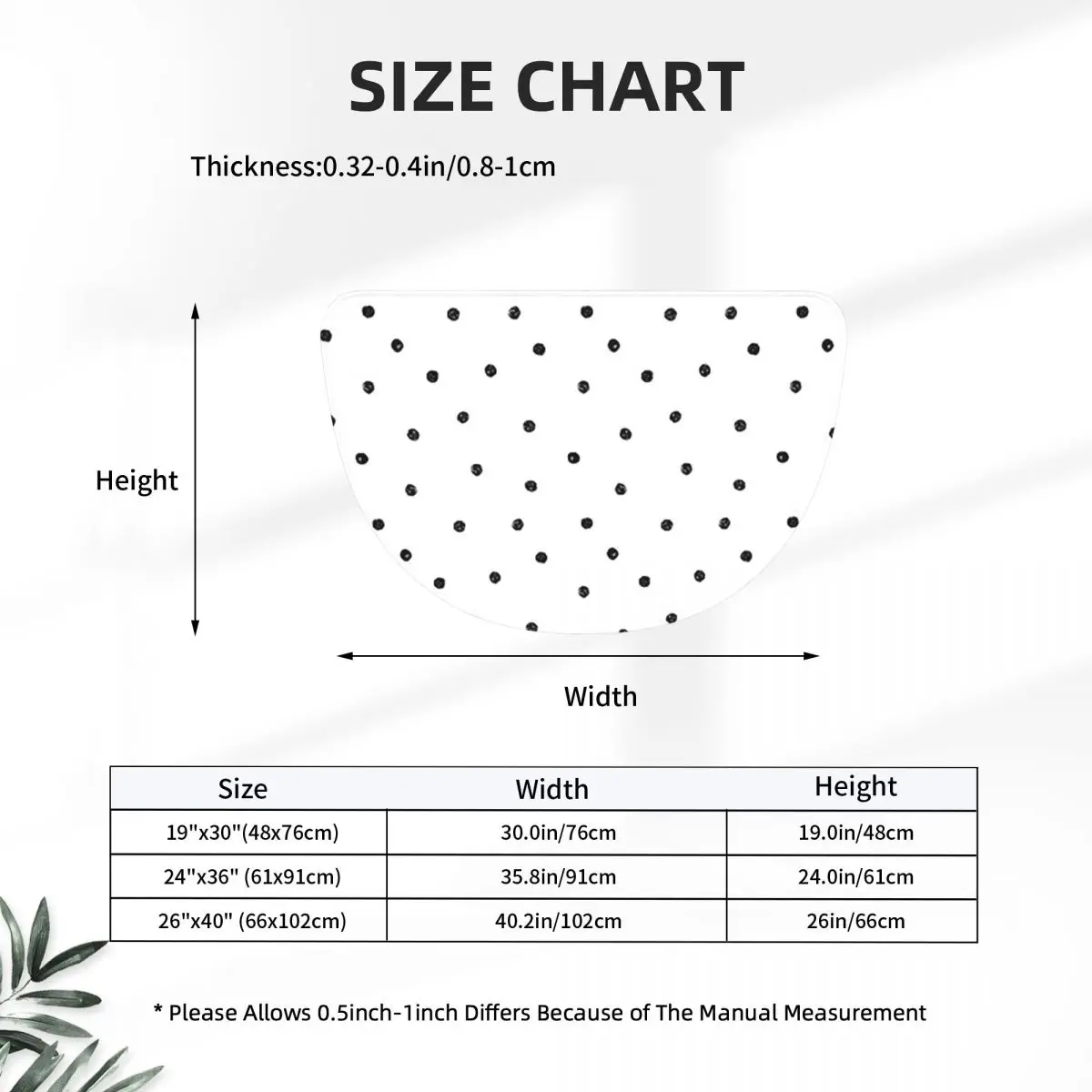 Black White Polka Dot Soft Flannel Half Round Doormat Non Slip Bathroom Mat Absorbent Floor Carpet for Living Room