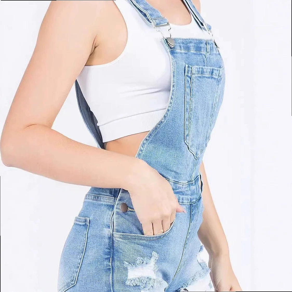 Distressed Denim Shorts Cut Off Frayed Hem Summer Shorts