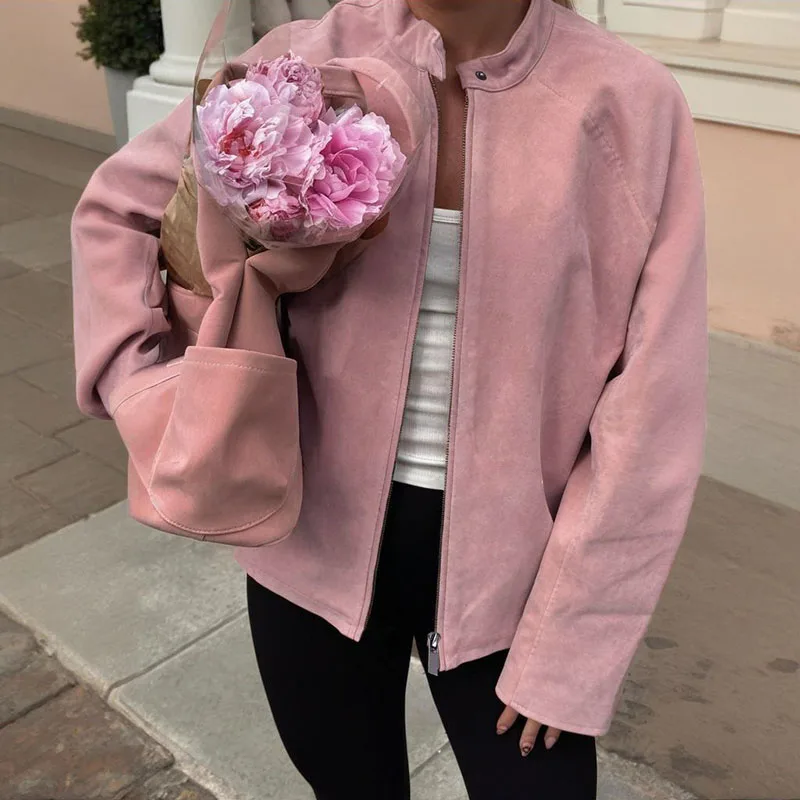 

Женские модные бархатные куртки High Street, повседневные однотонные верхние пальто с длинными рукавами, осенние элегантные короткие куртки на молнии с круглым вырезом