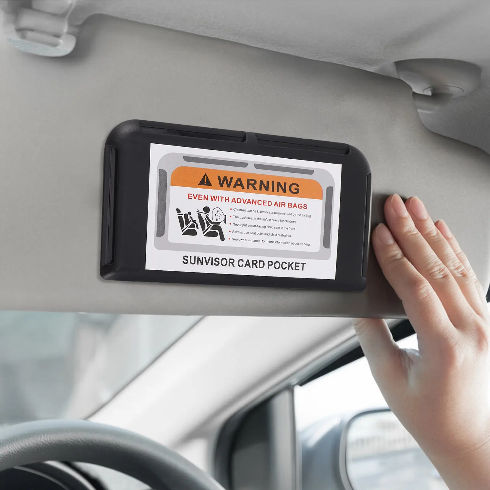 Car Sun Visor Card Holder Black Universal Auto Visor Organizer Registration Document Pocket Holder Interior Accessories