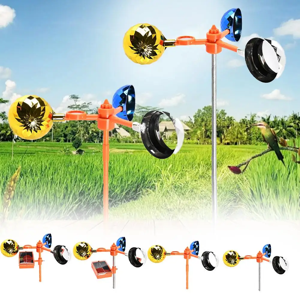 Solar Bird Chasing Tool New Farm Orchard Smart Multi-functional Voice Reflective Wind Alarm Waterproof Bird Anti-corrosion O3W2