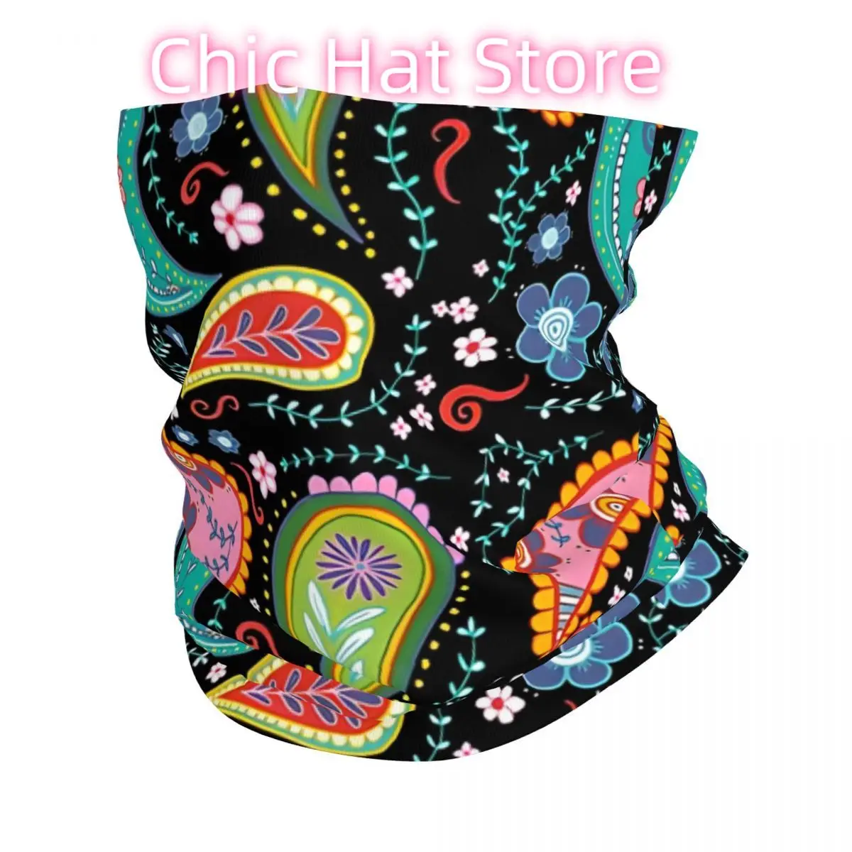 

Colorful Doodles Inspired Black Background Headband Neck Warmer Men Ski Running Tube Scarf Medical Nurse Face Bandana Gaiter