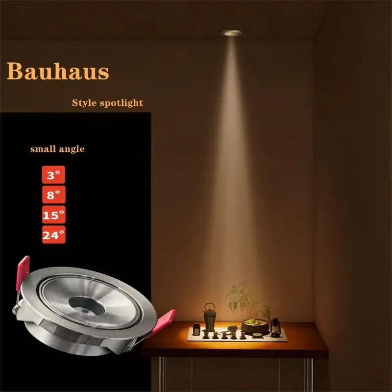 Dimmable Recessed LED COB Embedded Ceiling Lamp Fixture Downlight Focus Mini Spotlight Narrow Beam Angle 3°8°15°24° Bauhaus