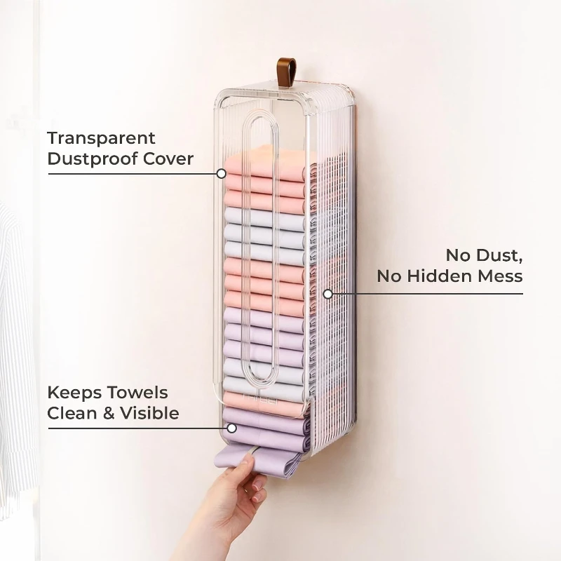 1PC No-drill Wall-mounted Storage Box Dust-proof Soc Underwear Undergarment Wardrobe Organizer Box for Home Living Room Offices