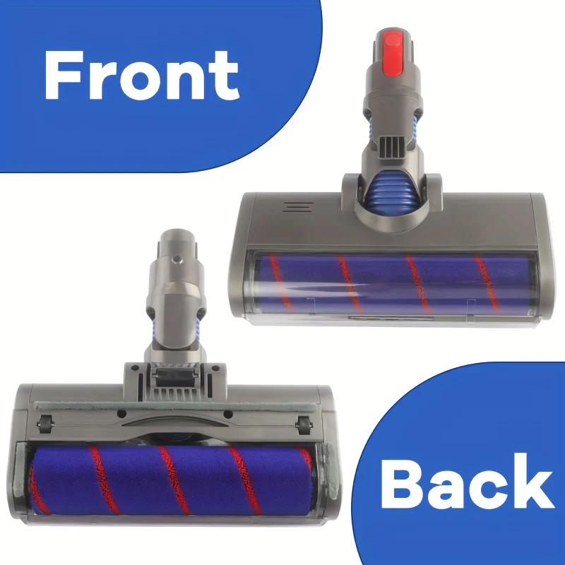 หัวซับพื้นชิ้นส่วนแปรงลูกกลิ้งนุ่มสําหรับเครื่องดูดฝุ่น V7 V8 V10 V11 อุปกรณ์เสริมหมุนได้พร้อมไฟ LED 4 ดวง