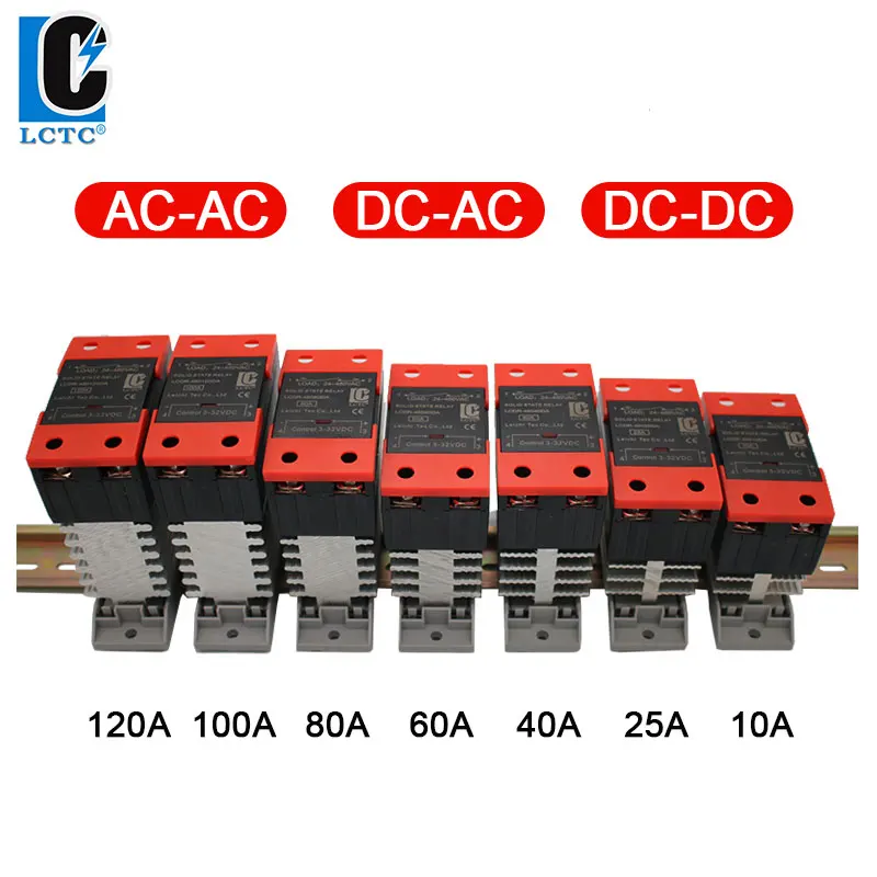 

Din Rail Heat Sink Single Phase SSR High Quality Solid State Relay 10A 25A 40A 60A 80A 100A 120A DC Control AC Free Shipping