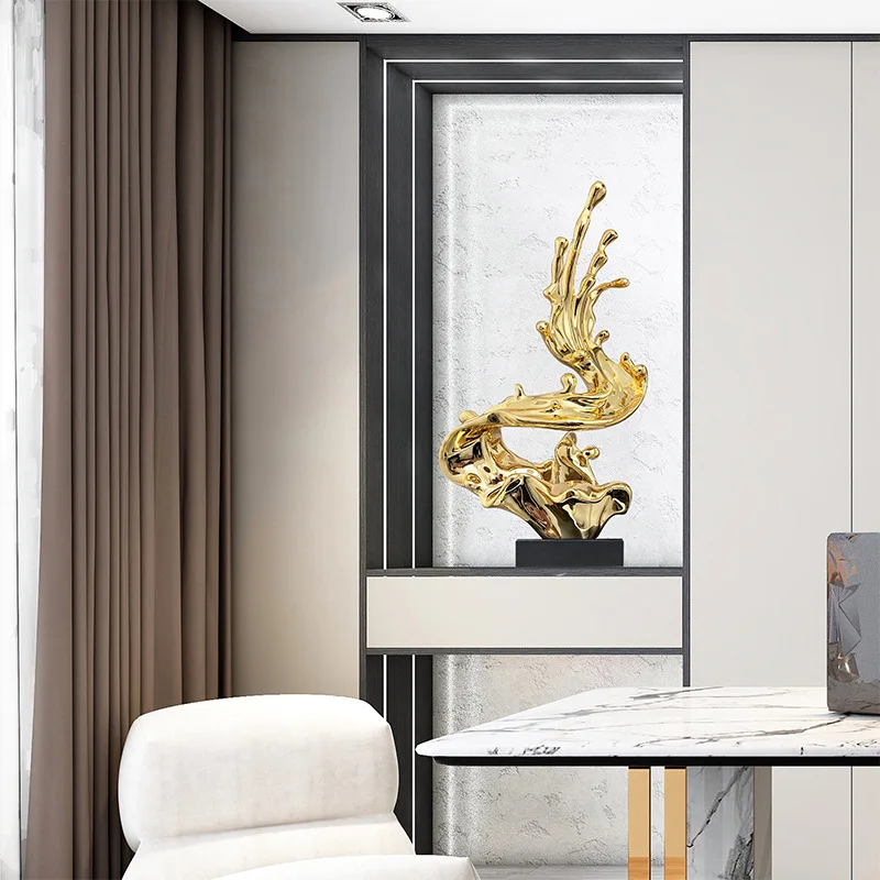 Wave sculpture abstract ornament light luxury hotel entrance living room TV cabinet staircase modern home art decoration