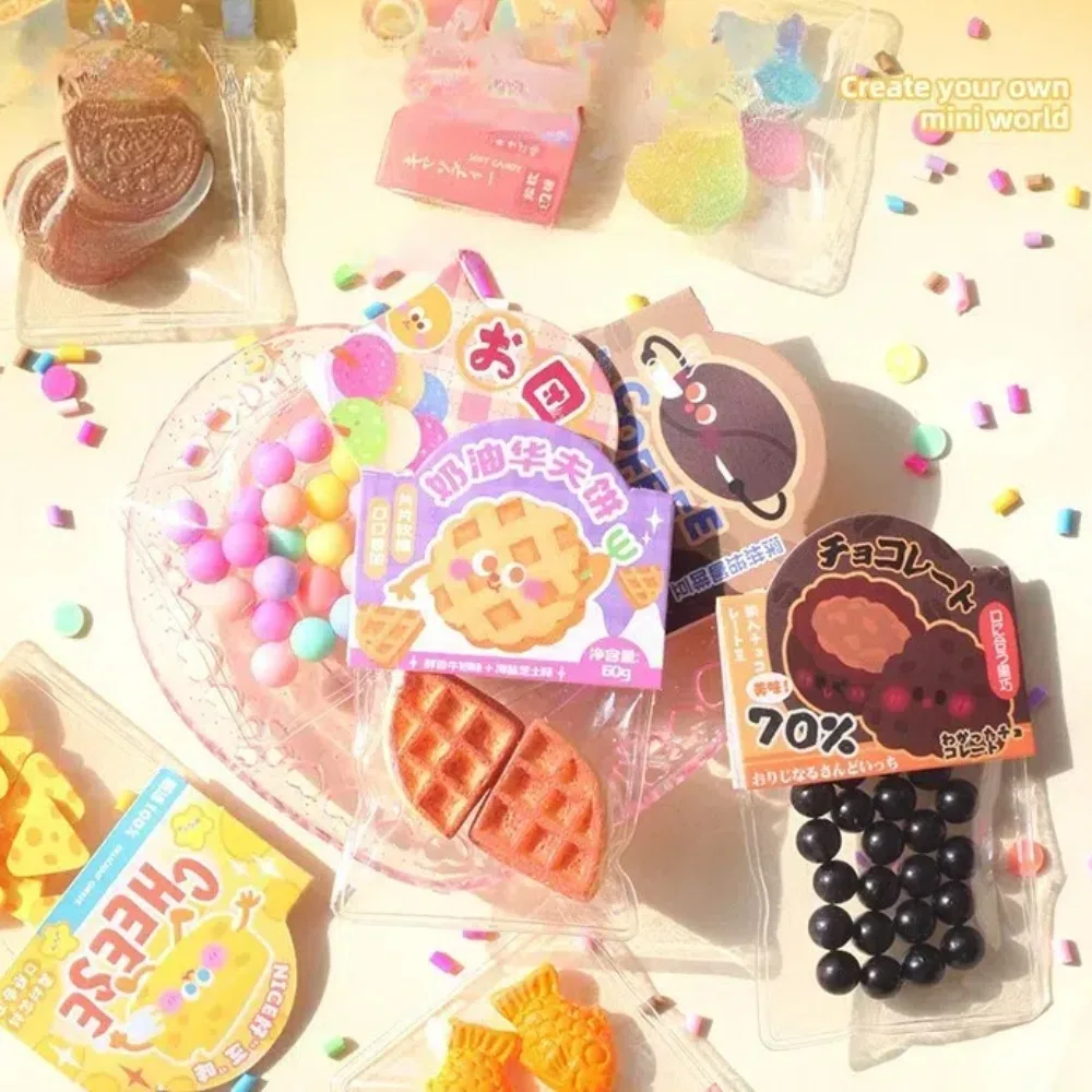 Kawaii Mini gâteau collations bricolage anti-Stress ensemble mignon anti-Stress fait à la main avec boîte de rangement jouet accessoires pour les adolescents