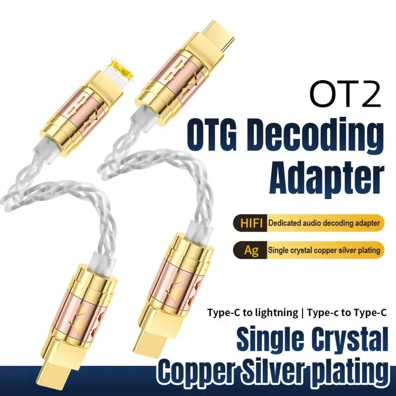 Type-C OTG Decoding Audio Converter 4-Core Single Crystal Copper Silver Plated Adapter Cable For lighting Type C Convert Cable