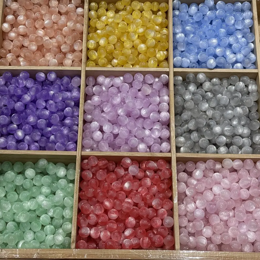 10-200Pcs 10MM UV Color Changing Cat Eyes Scattered Beads Fine Glitter Round Beads DIY Jewelry Bead Pen Car Pendant Material