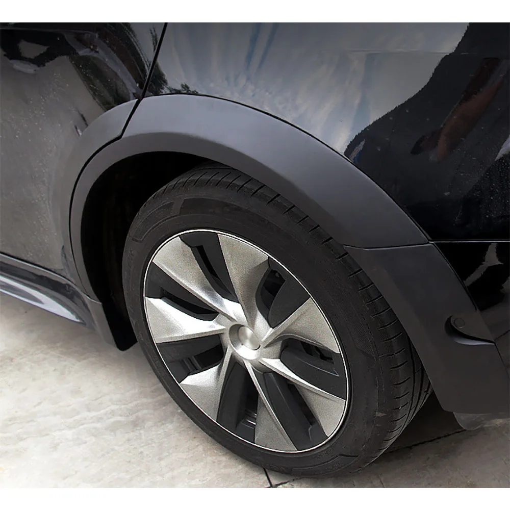جديد ABS ماتي الأسود الوفير الجانب واسعة الجسم عجلة الحاجب 10 قطعة/المجموعة سيارة حماية لنموذج Y 2021 + تصفيف السيارة #5