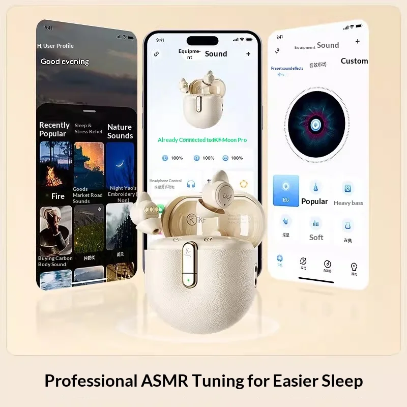 Écouteurs Bluetooth iKF Moon Pro [léger seulement 2g] Bluetooth 5.4 casque Bluetooth de sommeil sans fil réglé ASMR professionnel