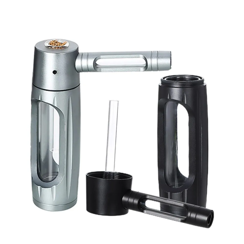 6'' Detachable 2-in-1 Glass Bubbler Water Pipe Handheld Hookah Tube with Glass Bowls Dry Herb Tobacco Filter Smoking Accessories