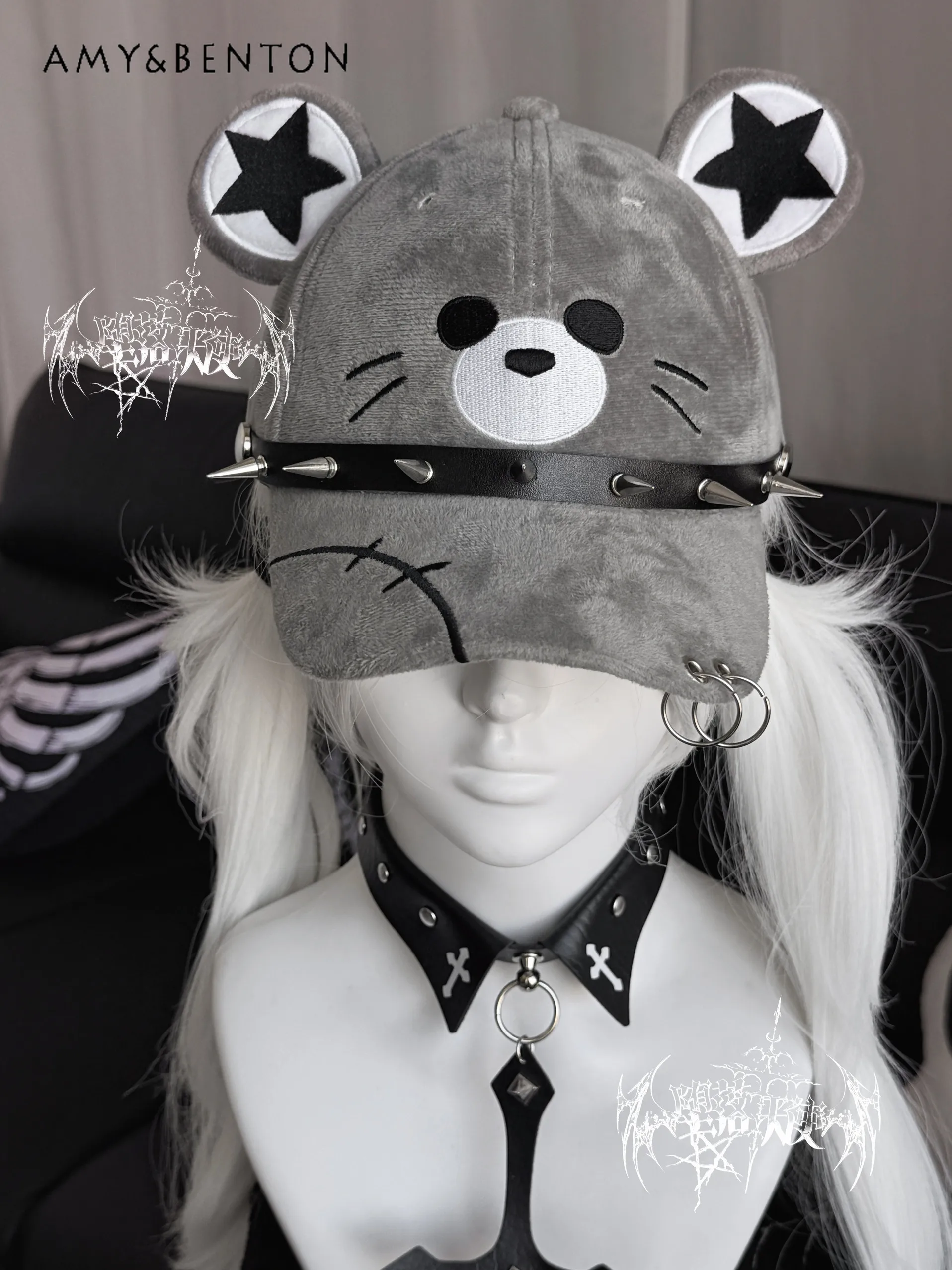 

Original Punk Dark Rivet Subculture Cute Versatile Cap Hats for Women Japanese Spice Girl Y2K Baseball Cap Sun Protection Cap