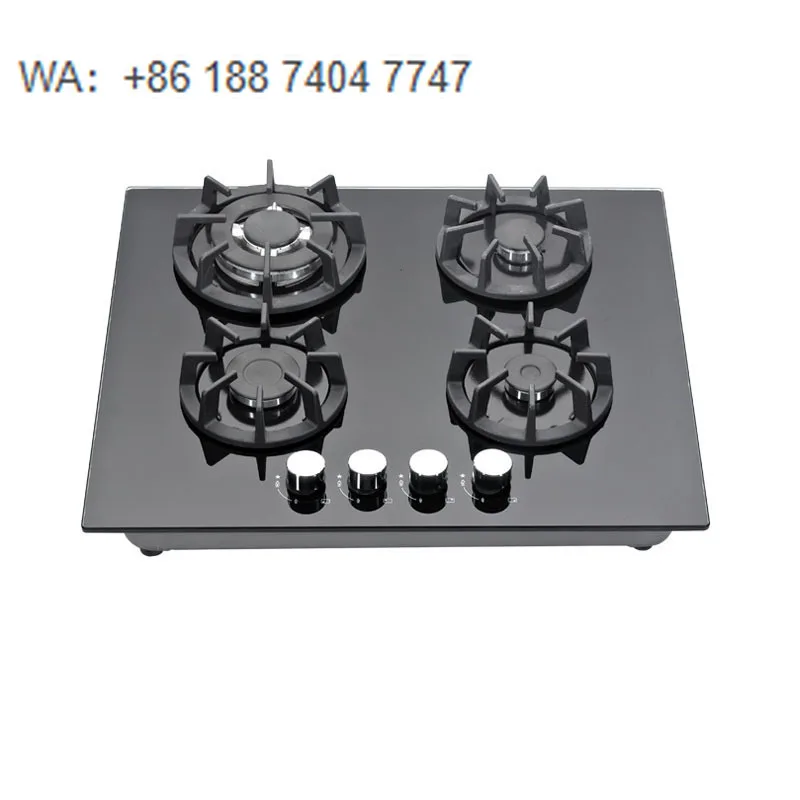 Built-In 4-Burner Gas Cooktop Tempered Glass Class A+ Electronic Ignition Leak Protection High Flame LPG/Natural Available
