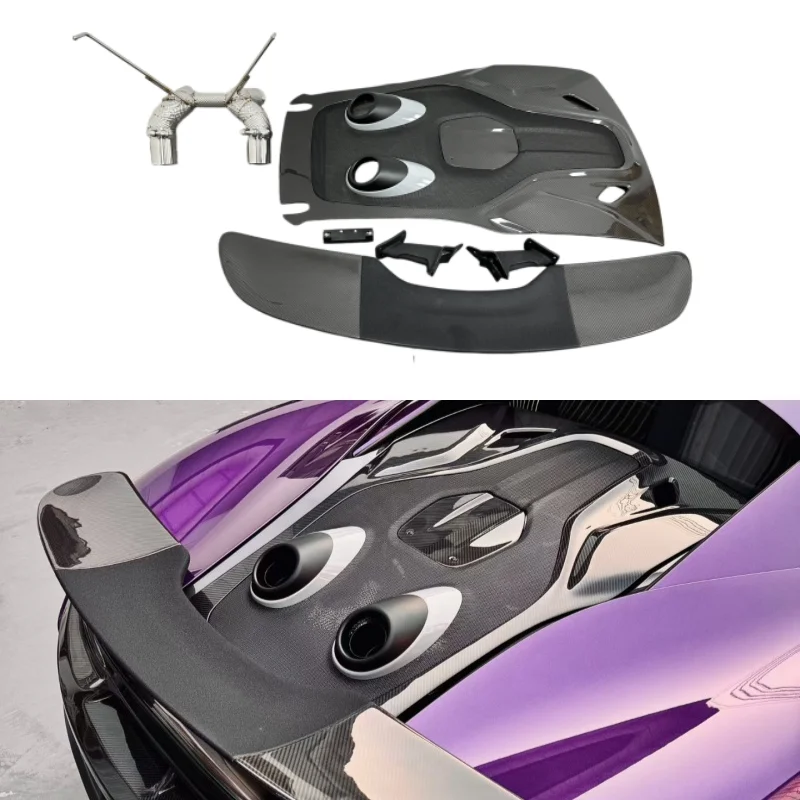 

For McLaren 540C 570S Upgrade with 600LT Style Carbon Fiber Body Kit Rear Engine Hood Exhaust Pipe and Rear Spoiler