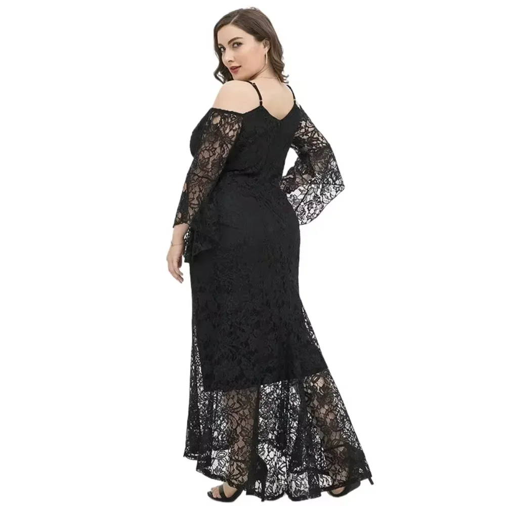 Vestido de noche pequeño de estilo fragante con hermoso bordado para mujeres de talla grande