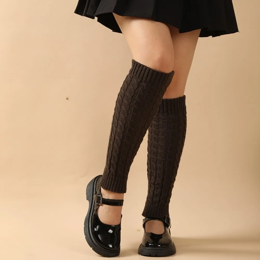 الجوارب الركبة عالية الصوف تدفئة الساق غطاء للقدم سميكة الشتاء تدفئة الساق بلون لينة محبوك أغطية الساق الشارع الشهير