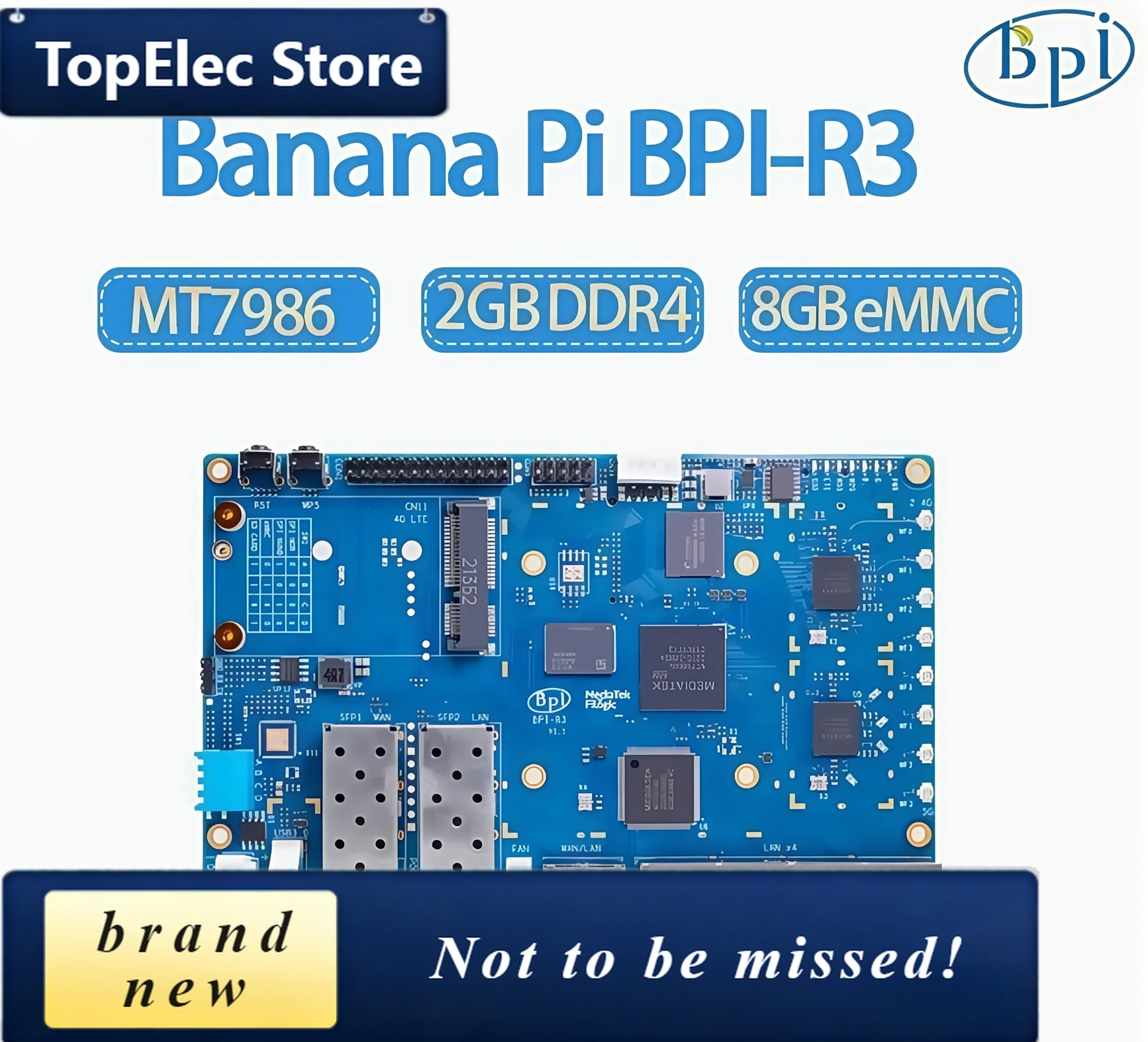 TopElec Banana Pi BPI-R3 high performance open source router development board Supports 2 SFP