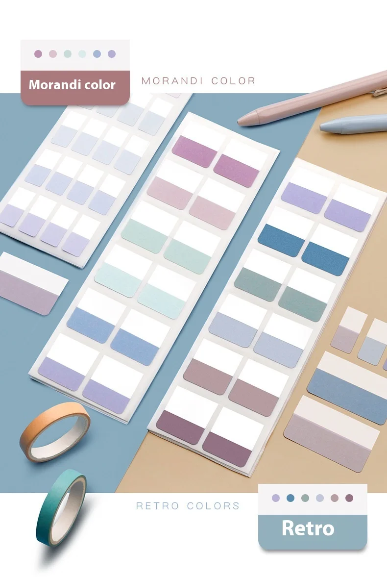 420pcs Light Colors Sticky Index Sticker Tabs, 3 Sizes 6 Colors Writable Reusable File Flag Labels for Bible image 3