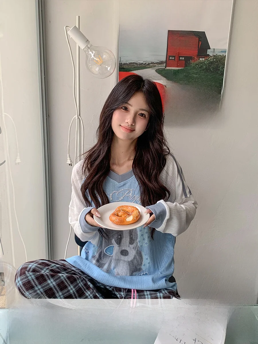 

Футболка Orange Tree Where Is It с американским принтом V-ne Long Sve, женская осенняя футболка Lazy Sle Sweet Cool, свободный утягивающий топ