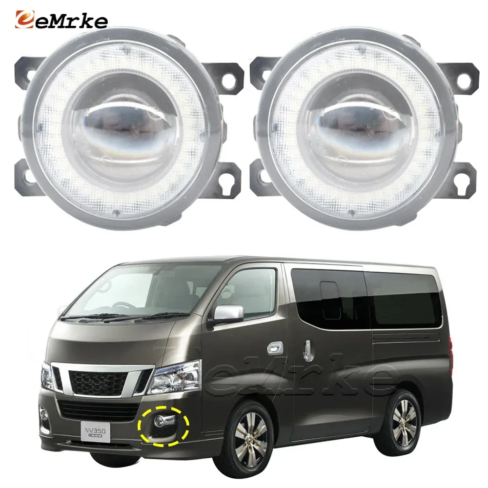 

2 Pieces Car LED Lens Fog Lights Assembly Angel Eye DRL Daytime Runinng Light Lamp for Nissan NV350 Caravan E26 2012-2017