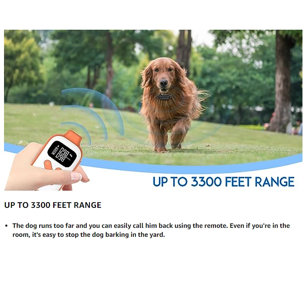 No Shock Dog Training Collar with Remote for 5-120 lbs All Breeds,Vibrating Dog Collar,3300ft Range,IPX7 Waterproof Dog Collar