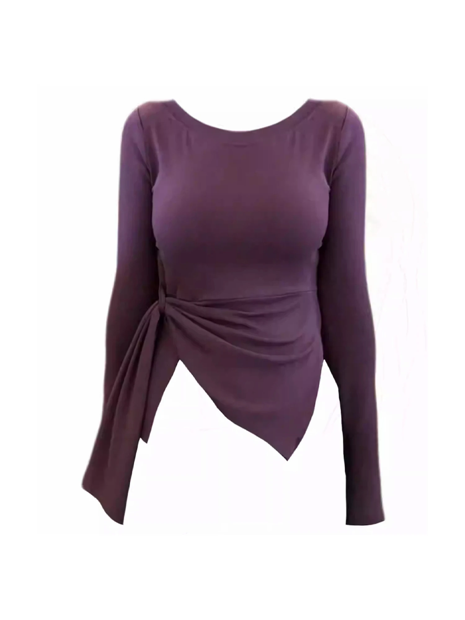 

Женская фиолетовая футболка Y2k Gyaru, винтажная футболка Harajuku 90-х годов, однотонная футболка с круглым вырезом и длинными рукавами, базовая одежда эмо 2000-х годов, 2025