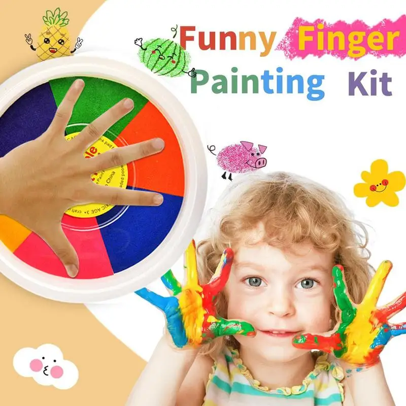 Kids Funny Finger Painting Kit Drawing Multi Color Washable Non Toxic Garden Scrapbooking Supplies for Painting  DIY Craft Toy