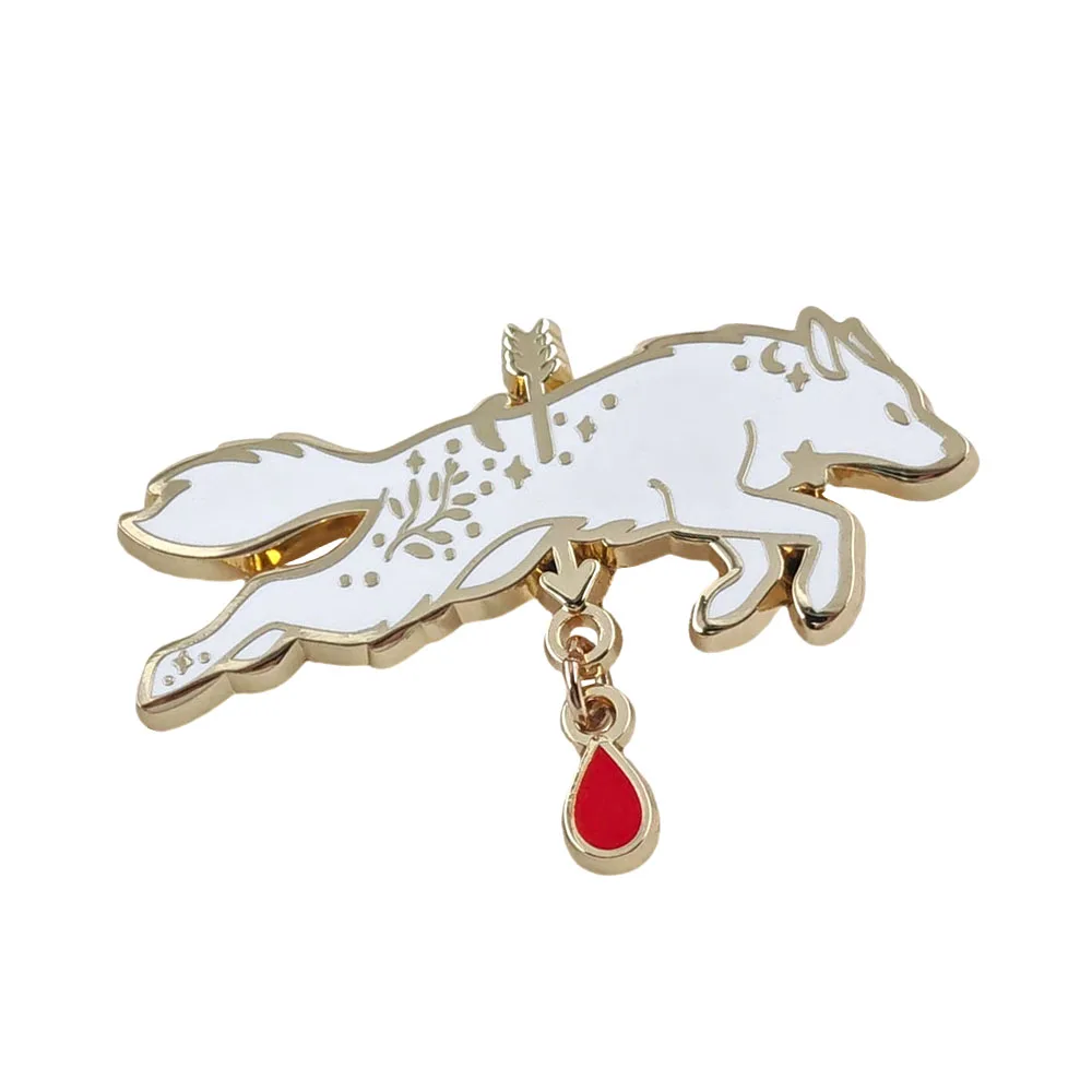Antikes Rom Lupercalia Emaille-Pin Mythologische Weiße Wolf-Brosche Pfeil Blutstropfen Anhänger Abzeichen Pagan Wicca Schmuck Geschenk für Fr – Detail 1
