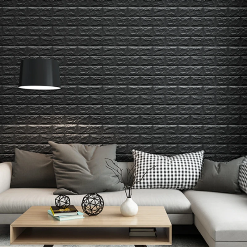 38.5X35cm 3D Self-Adhesive Waterproof Wall Sticker Solid Color Brick Pattern Living Room Bedroom Decorative Wallpaper - view 4