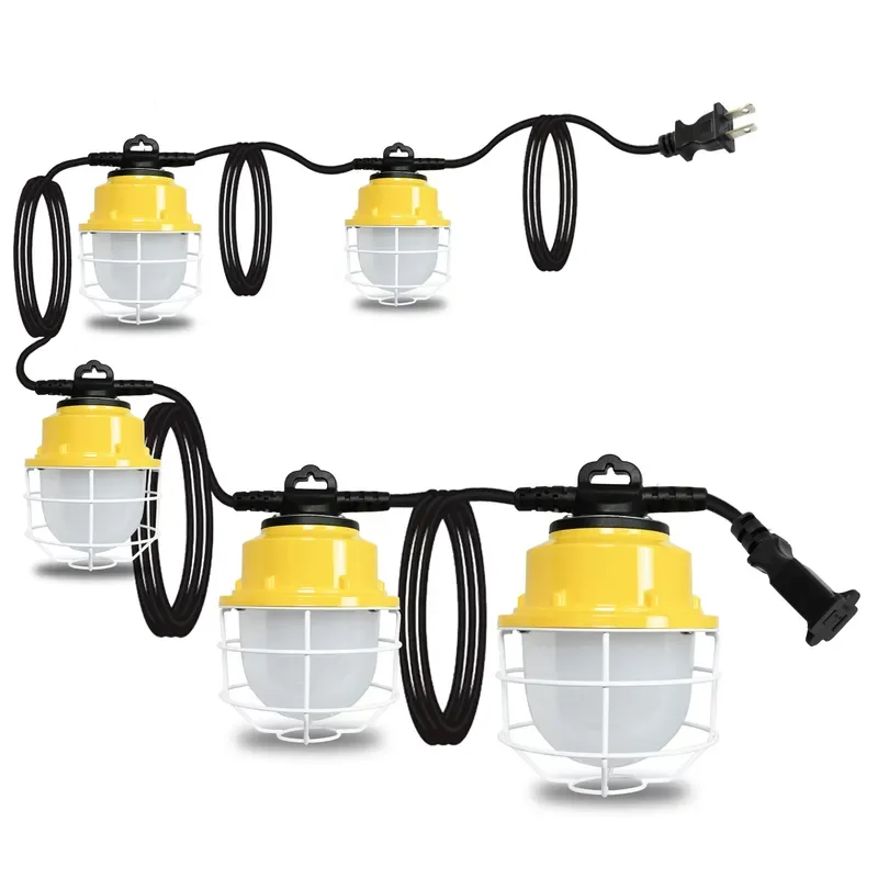 Yellow Industrial String Light Waterproof Outdoor Construction Temporary Lighting Work Lamp For Warehouse Site Safety