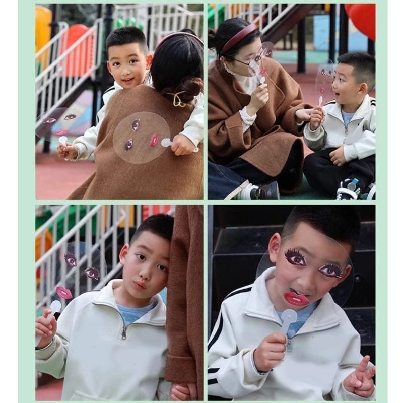 Creative Abstract Pattern Plastic Hand Fan With Red Lips Print For Concerts Parties And Summer Cooling Party Photo Props - Image 4