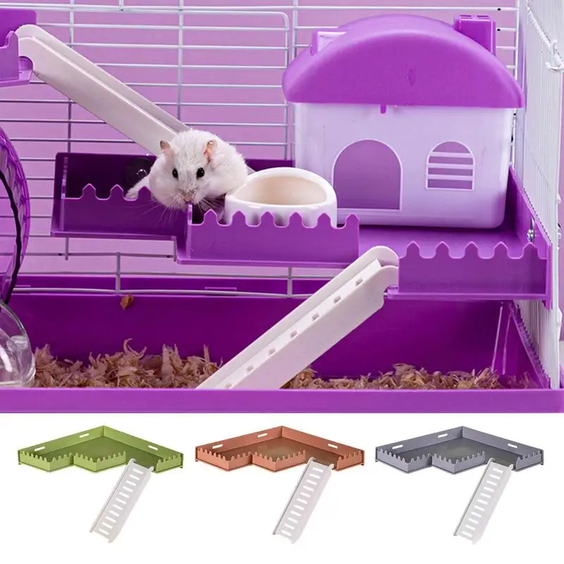 

Hamster Toy Wooden Climbing Platform with Ladder Thickened Entertainment Smooth Hamster Double Layer Hamster Cage accessories