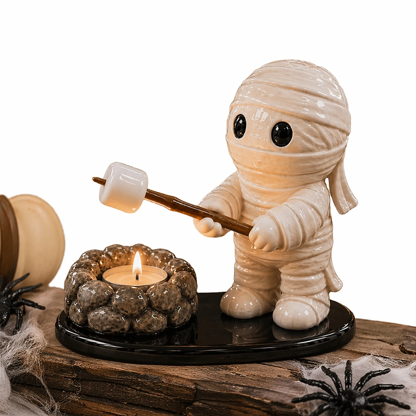 Halloween Campfire Tealight Holder Multi-Purpose Craft Figurine Ornaments Themed Tabletop Candle Holders for Home Decor
