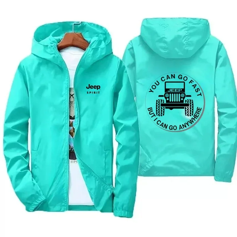 Jeep's new brand logo printed hooded coat, men's outdoor casual waterproof sports versatile top