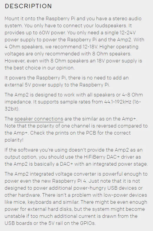 TopElec HiFiBerry Amp2  high-quality, highly efficient Class-D power