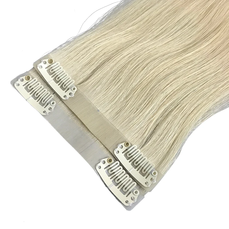 Extensiones de cabello de PU con Clip recto, cabello humano virgen Real, postizo brasileño, cabeza completa sin costuras, 10-30 \