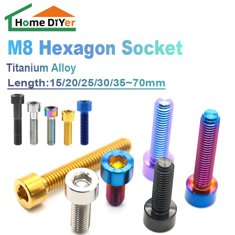 

1PCS Titanium Bolts M8 x 15 20 25 30 35 40 45 50 60 70mm Allen Key Head Bolt Screws for Bicycle Motorcycle Car