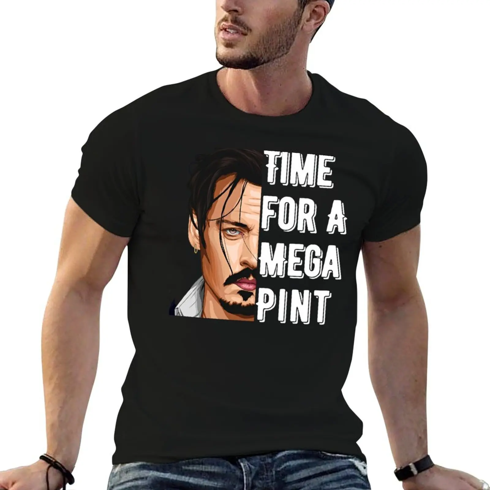 

Time for A Mega Pint johnny depp- johnny depp uk johnny depp court T-Shirt t shirt man casual g man t shirts for men T-Shirt