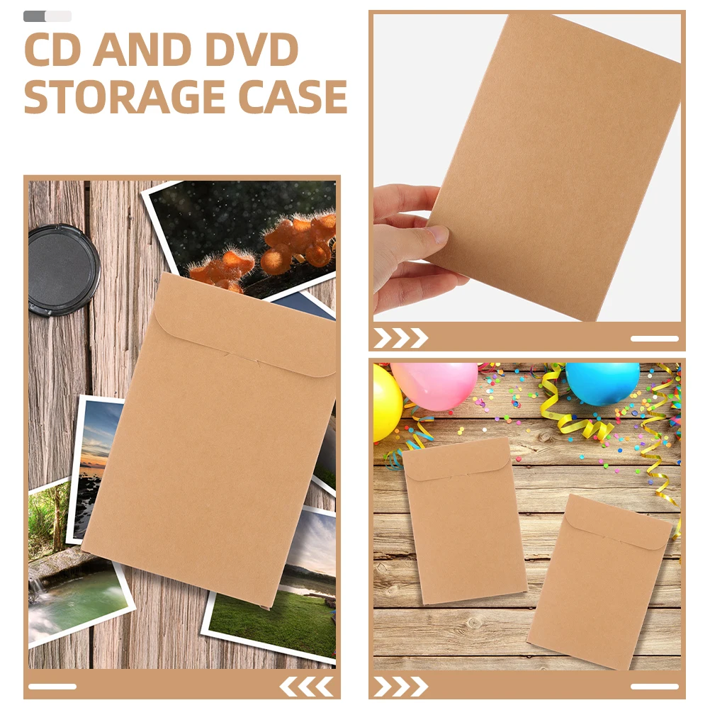 

100pcs Kraft Paper CD Bag DVD Envelop Case Storage Disc Pouch Sleeve Protect Scratch Isolate Stain CD Collector Movie Music