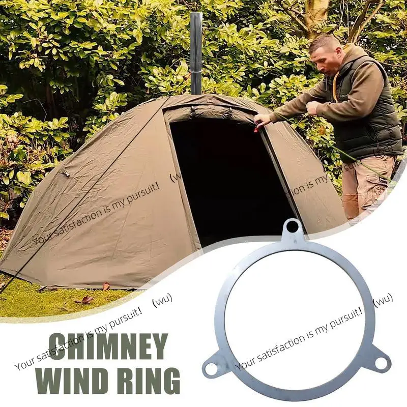 Portable stainless steel chimney pipe holder, outdoor camping smoke pipe windbreak rope ring, suitable for 6cm or 7cm