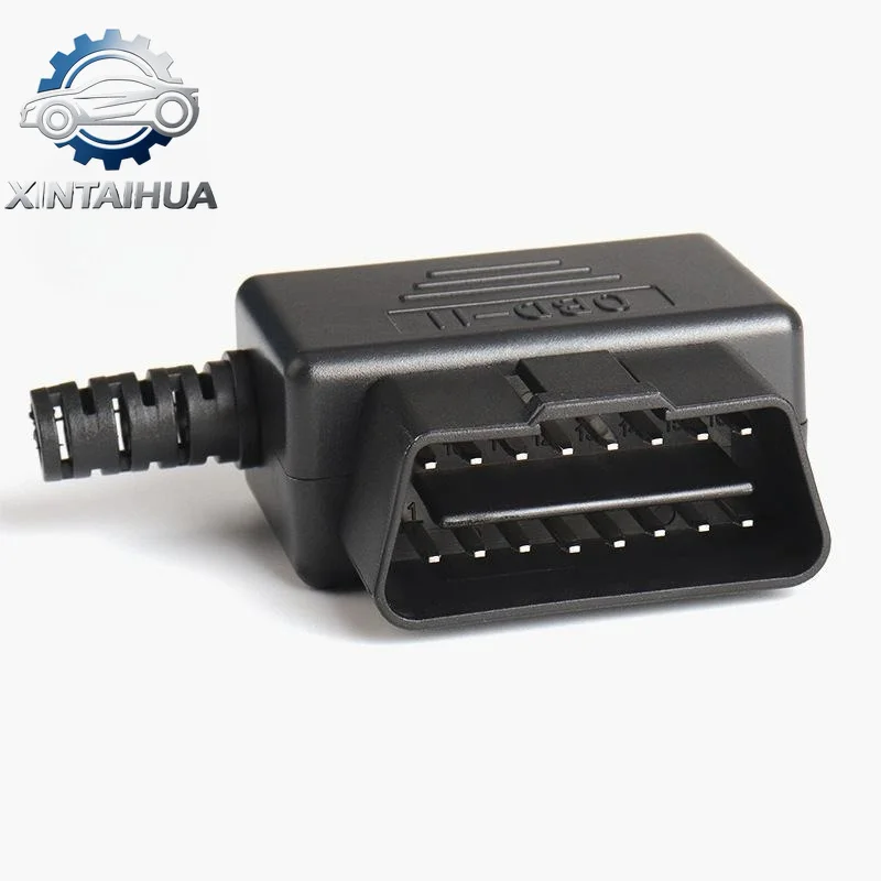 Car Male Connector OBD2 16-pin Connector Hidden Buckle Assembled Shell Transparent Black OBD Plug