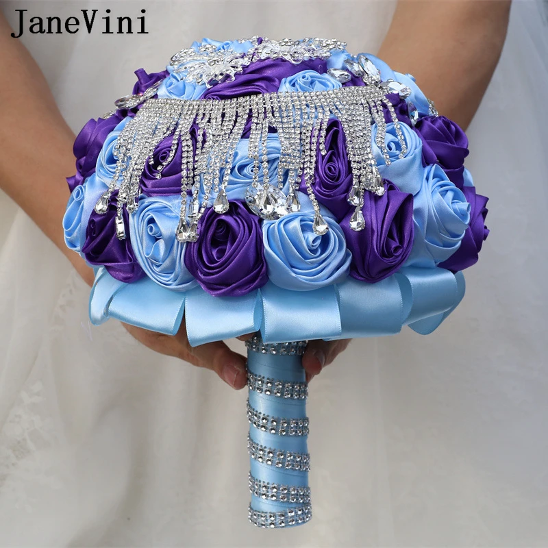 JaneVini-frisada strass nupcial bouquet, prata brilhante jóias, cristal flor noiva, buquê de casamento, graduação, flor falsa, 2024