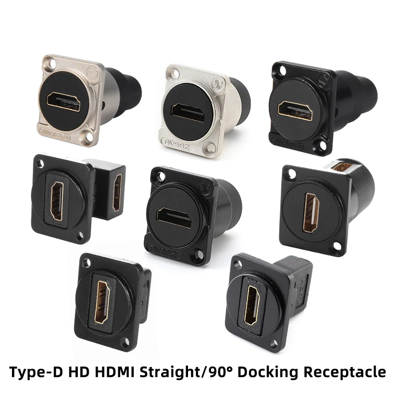 Type D HDMI 2.0 Plug Adapter 4K HD 90° Right Angle Female Docking Converter Stable Seat Chassis Audio Video Socket Connector